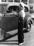 Young Girl Carhops, Waiting on Customers at the Hollywood Drive In Premium Photographic Print by Alfred Eisenstaedt