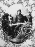 Native American Silversmith from Navajo Tribe Sitting with His Wares Premium Photographic Print by Will Soule