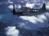 US Navy SBD Dauntless in Flight During Palau Islands Air Raid Attack Photographic Print by J. R. Eyerman