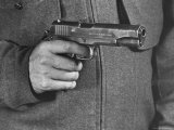View of a Soldier Holding a US Army Colt Automatic .45 Caliber Pistol Premium Photographic Print by William Vandivert