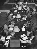 Readers at Table in Main Reading Room in the New York Public Library Premium Photographic Print by Alfred Eisenstaedt