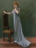 Woman Modeling a Pale Blue Afternoon Dress Embroidered with Beads and Designed by Paquin Premium Photographic Print by Felix 
