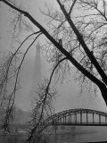 Passerelle Debilly Bridge on a Foggy Winter Day with the Eiffel Tower in the Background Photographic Print by Ed Clark