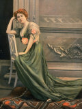 Red Haired Mlle. Gabrielle Dorziat Modeling a Green Ball Gown with Pink Roses Designed by Doucet Premium Photographic Print by Reutlinger 