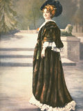 Mlle. Arlette Dorgere in Park Wearing Sable Cape and Elaborate Feather Hat Premium Photographic Print by Felix 