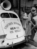 Whiter Bound Heaven or Hell Painted on the Back of a Car Premium Photographic Print by Alfred Eisenstaedt