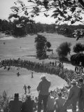 Spectators Watching as Men Compete in the Golf Tournament, Riviera Country Club Photographic Print by John Florea