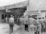 US Soldiers Exchanging Money at the US Mexican Border, Bridge to Mexico Premium Photographic Print by Alfred Eisenstaedt