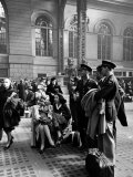 Servicemen and Civilians Waiting For Trains at Pennsylvania Station During Wartime Premium Photographic Print by Alfred Eisenstaedt