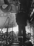 Worker in a Steel Mill in Moscow Premium Photographic Print by James Whitmore