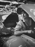 One of Many Italian Immigrants Working in Volkswagen Plant Premium Photographic Print by Paul Schutzer