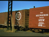 Railroad Box Cars with the Logos of the Atlantic Coast Line and Milwaukee Road Railroads Premium Photographic Print by Walker Evans
