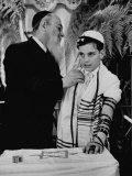 Rabbi David S. Novoseller Adjusting Carl Jay Bodek's Robe During Ceremony Premium Photographic Print by Lisa Larsen