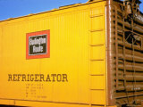 Railroad Box Car Painted the Colors of the Wabash Railroad with Image Denoting the Burlington Route Premium Photographic Print by Walker Evans