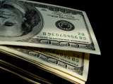 Close View of a Stack of One Hundred Dollar Bills Photographic Print by Todd Gipstein
