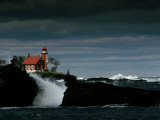 Eagle Harbor Lighthouse in Gale Force Winds Photographic Print