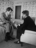 Senator John F. Kennedy and Brother Robert F. Kennedy Conferring in Hotel Suite During Convention Photographic Print by Hank Walker