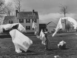 Woman Hanging Up the Laundry on the Line Photographic Print by Ed Clark