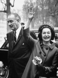 President Lyndon B. Johnson with Ladybird, on Her 3 Day Tour of Schools in the Appalachia Premium Photographic Print by Bob Gomel
