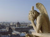 Gargoyle and Views of Paris from Notre Dame Photographic Print by Richard Nowitz