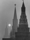 View of the Kremlin and Spassky Tower under Full Moon Photographic Print by Carl Mydans