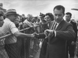 Vice President Richard M. Nixon with His Wife Greeting People Premium Photographic Print by Hank Walker