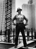 Structural Steel Worker Standing on a Girder Premium Photographic Print by Grey Villet