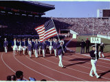 US Team Marching Into the Stadium During the Opening Ceremonies of the Summer Olympics Premium Photographic Print by John Dominis