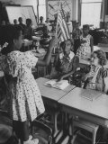 Students Sitting in Newly Integrated Classroom Premium Photographic Print by James Burke