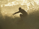 A Surfer Surrounded by the Spray of a Breaking Wave Photographic Print by Tim Laman