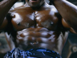 Close View of a Weightlifters Upper Body Photographic Print by Jodi Cobb