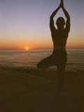 A Woman Doing Yoga at Sunrise on the East Cape of Baja, Mexico Photographic Print by Jimmy Chin