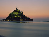 Mont Saint Michel Island Fortress, Town at Sunrise Photographic Print by Michael S. Lewis