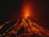A Fiery New Cone on Mount Etna Upstages Sicilys Night Sky in 2002 Photographic Print by Peter Carsten