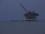 Twilight View of an Oil Rig in the Gulf of Mexico Photographic Print