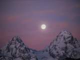 View of the Setting Moon over Grand Teton National Park Photographic Print by Jimmy Chin