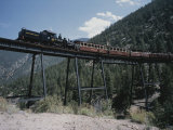 A Steam Engine Comes into the Silver Plume Station in Colorado Photographic Print by Taylor S. Kennedy