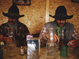 A Pair of Cowboys Enjoy a Cup of Coffee at a Local Restaurant Photographic Print