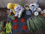 A Woman Sells Vegetables at an Open-Air Market in Malaysia Photographic Print by Steve Raymer