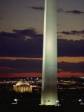 Twilight View of the Washington Monument and Jefferson Memorial Photographic Print by Richard Nowitz