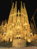Night View of Antoni Gaudis La Sagrada Familia Temple Photographic Print by Richard Nowitz
