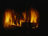 A Log Fire in a Fireplace Lámina fotográfica por Todd Gipstein