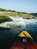 Kayak Noses its Way Toward a Waterfall and Rocks Near Great Falls Photographic Print by Skip Brown