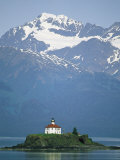 The Chilkat Range Looms Above the Eldred Rock Lighthouse Photographic Print