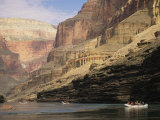 The Walls of the Grand Canyon Dwarf Inflatable Rafts on the River Photographic Print by David Edwards
