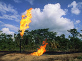 Flames from Oil Drilling Pipes Photographic Print by Steve Winter