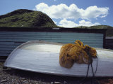 Fishing Net Atop Overturned Fishing Boat, Newfoundland Island Photographic Print by Medford Taylor