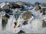 Kayaker Running Great Falls on the Potomac River in Winter Fotoprint van Skip Brown Kayaker Running Great Falls on the Potomac River in Winter Fotoprint van Skip Brown
