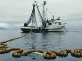 A Fishing Boat with a Large Net in the Water Photographic Print by Robert Sisson