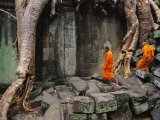 Angkor Wat Temple with Monks, Siem Reap, Cambodia Photographic Print by Steve Raymer